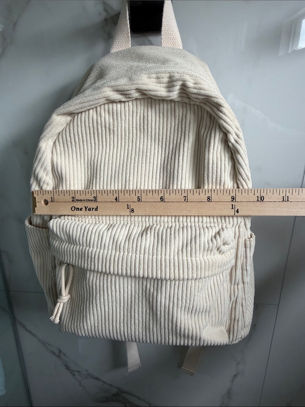Unbranded Cream Corduroy Everyday Backpack - Picture 3 of 8